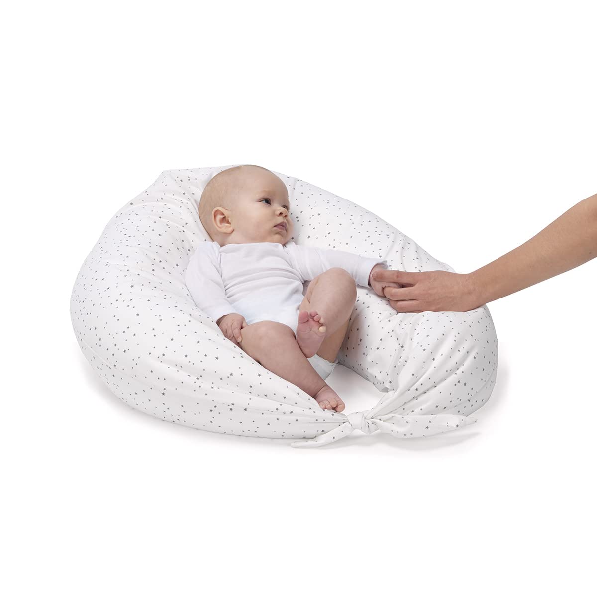 Cambrass-cojín Lactancia bebé en Forma de Media Luna-Almohada para Embarazadas-Almohada de Lactancia con Relleno de microperlas Que proporcionan un Mejor Descanso y Relax - Liberty Rosa 80x185x16 cm