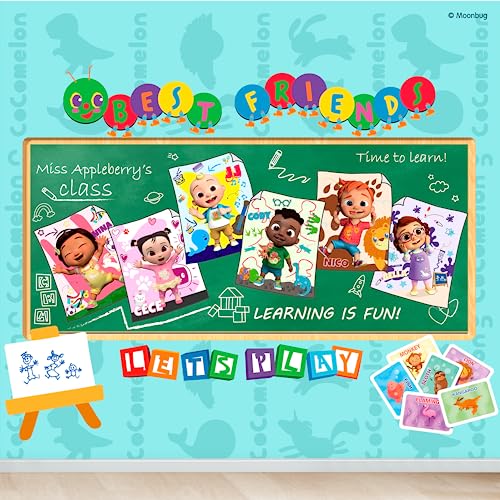 EGD CoComelon Peel and Stick Wallpaper | CoComelon Kids Wall Decor | Cocomelon Decorations for Boy & Girl | Cocomelon Room Decor | Cocomelon Birthday Party Supplies (8 Panels of Wide 24