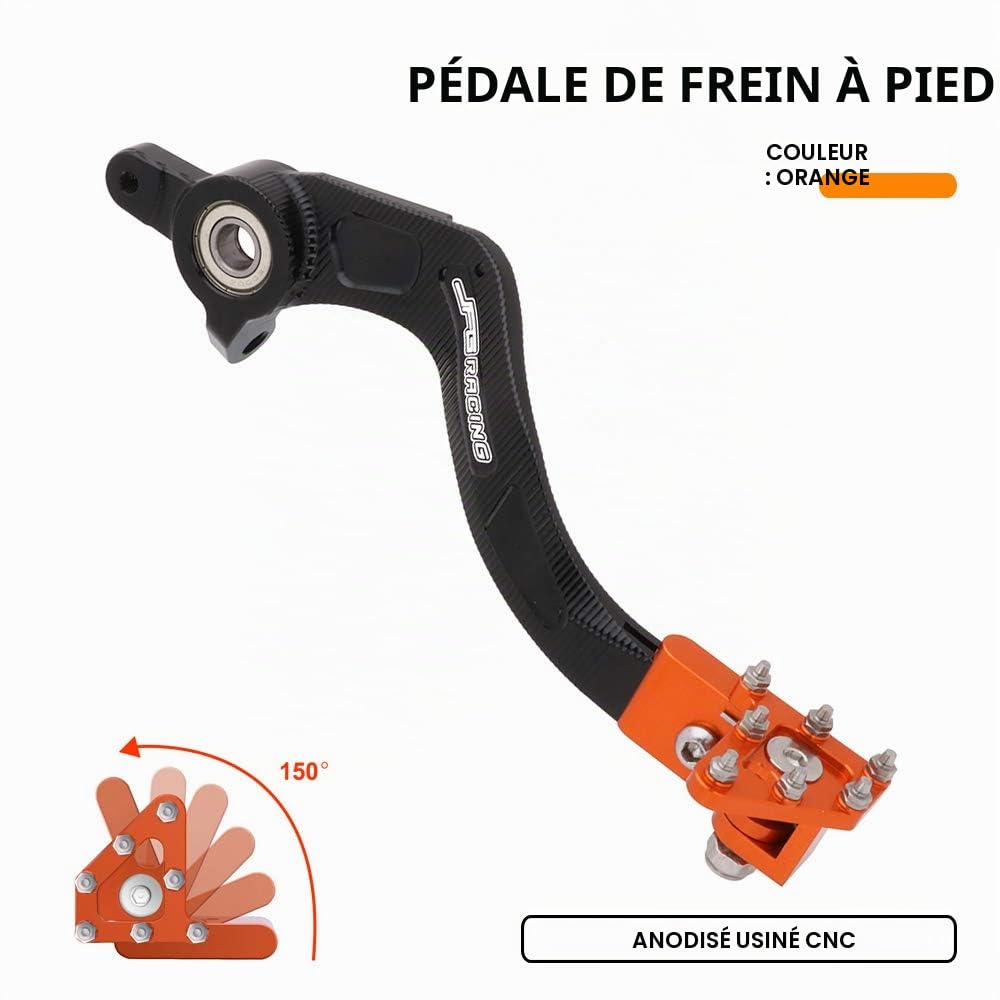 AnXin Moto Pédale de Frein arrière Levier pour 125 144 150 200 250 300 350 400 450 500 530 SX XC EXC SXS SMR SXF XCR Te FE TC FC 125 250 300 Orange