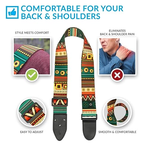 Image of DEVICE OF URBAN INFOTECH Guitar Strap Belt for Acoustic & Electric Guitar Adjustable Buckle Guitar Strap Modern Design Guitar Belt For Acoustic /Bass /Electric Guitars