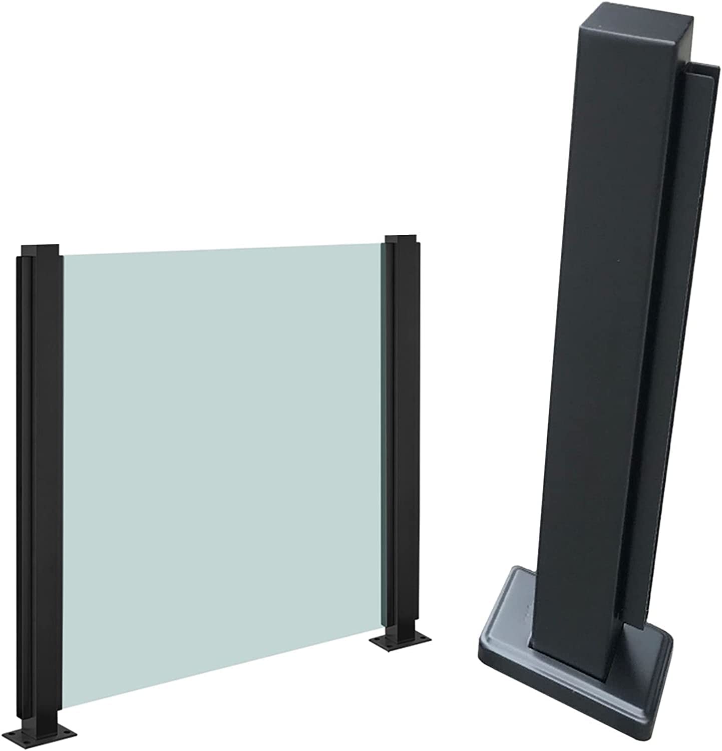 Poteaux de serrage pour clôture d'escalier et garde-corps en verre de 10 à 12 mm noir