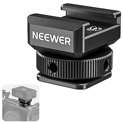 NEEWER Adaptador de Cold Shoe Mount Compatible con dji Hollyland Rode Receptor de Micrófono Lavalier Inalámbrico, Accesorios Anti Caída Adaptador Montaje en Jaula Cámara con Pin Retráctil, UA030