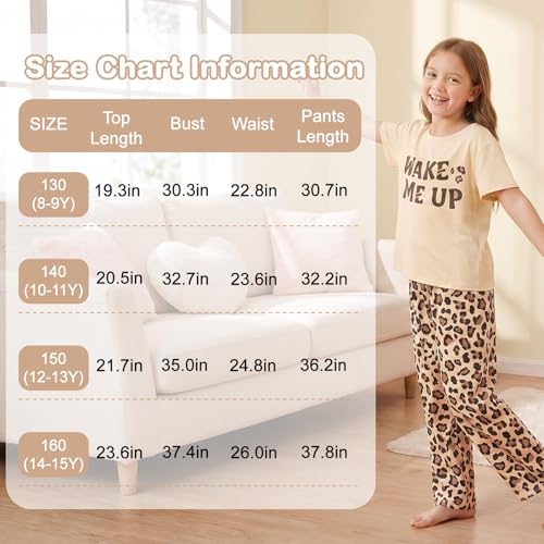 Image of FIOBEE Girls Pajamas Sets 2PCS Summer Pajama Sleepwear Kids Pjs Clothes Short Sleeve for Teen Girl Size 3-14