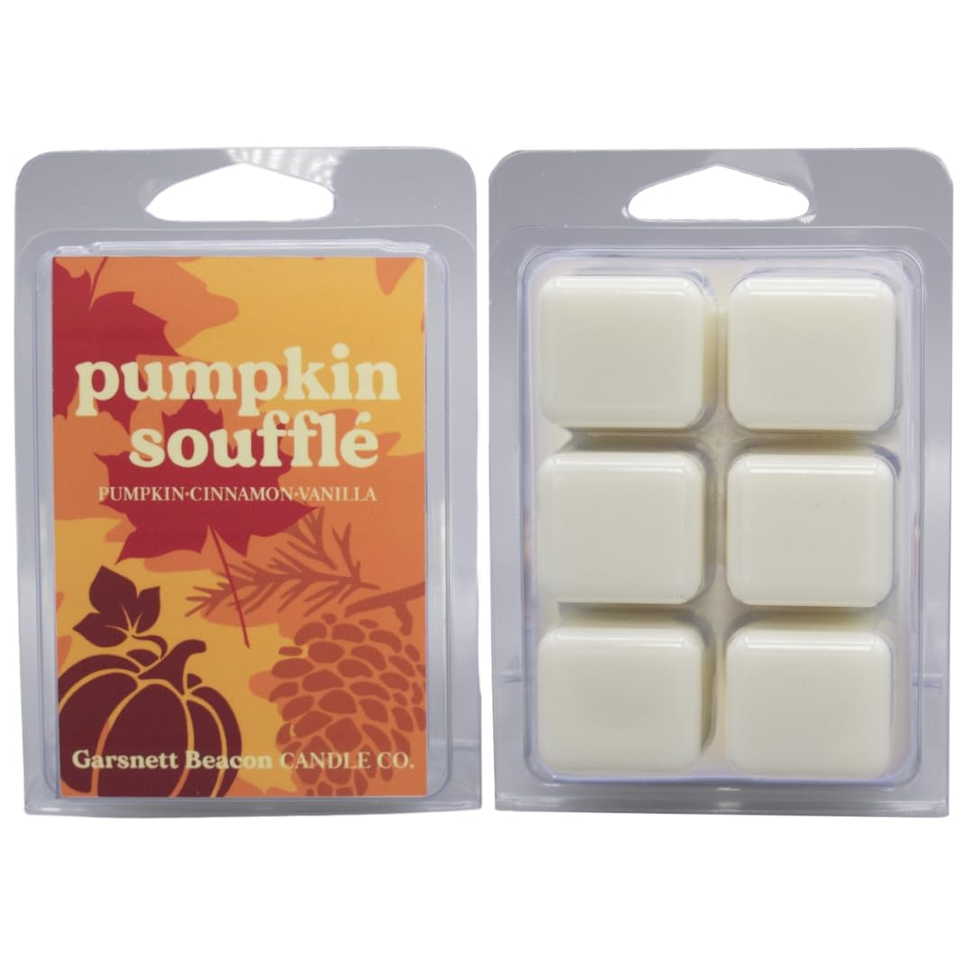 Garsnett Beacon Candle Co. Pumpkin Soufflé Fall Scented 2-Pack Wax Melts | Pumpkin, Cinnamon, Nutmeg Highly Scented | Melts for Home, Office | 100% Natural Soy Wax | Handcrafted in The USA