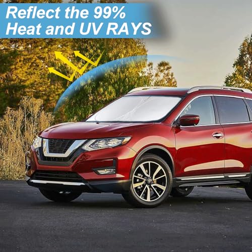 Custom Fit Rogue 3rd Windshield Sunshade for Nissan Rogue 3rd Gen 2021 2022 2023 2024 2025 (Not for Rogue Sport) Front Window Car Shades Shield Cover for Windshield Sun Visor Protector Blocks UV Rays