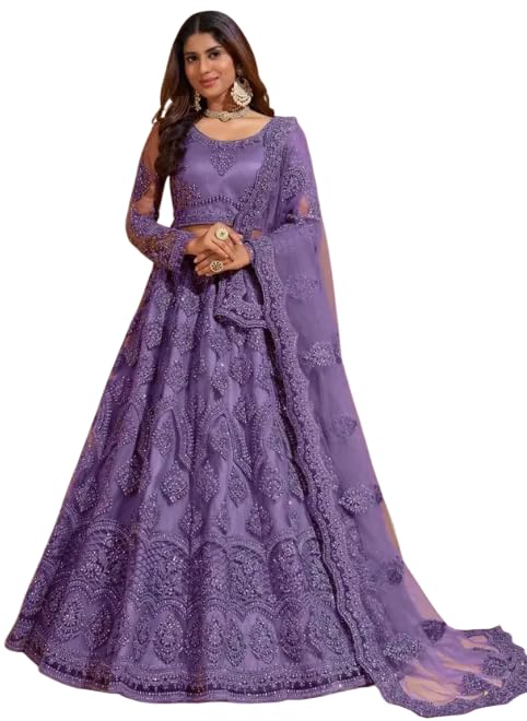 Solid Pattern Net Lehenga Choli for Women and Girls | Minimalist Ethnic Wear Plain Ghagra Choli with Matching Dupatta