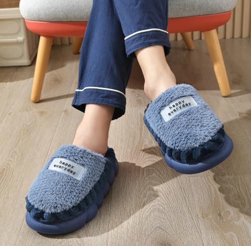 Womens Men Fuzzy Memory Foam Slippers Solid Fluffy Closed Toe Warm Winter Slippers Fur Cozy Platform Slide Slippers Comfy Soft Non-Slip House Shoes Indoor Outdoor3