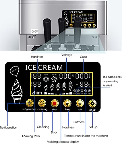 RSTJ-Sjef Kommerzielle Auftisch-Eismaschine, 1200 W Edelstahl-Softeismaschine Mit 3 Geschmacksrichtungen, 2 Trichtern… – Bild 3