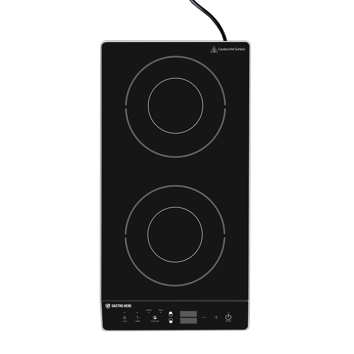 GastroHero Doppel Induktionskochfeld ECO vertikal 3500 W Induktionsplatte 2 Kochzonen Touch Kochfeld Edelstahl Glas Induktionsherd Timer 60–240 °C Gastro