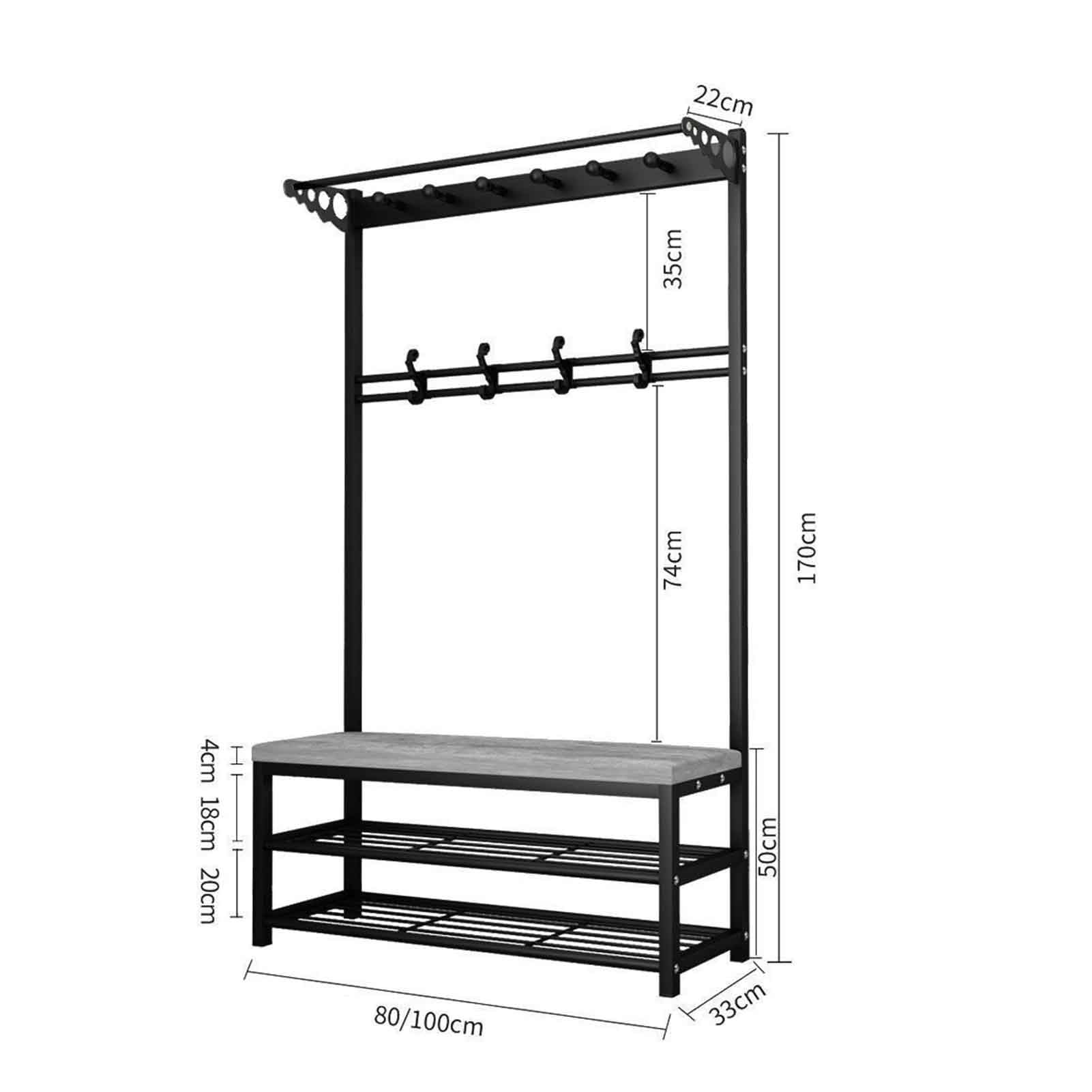Lulive Garderobe Mit Sitzbank – 80x30x180 Cm, 17 Haken, 2 Schubladen, Weiß, Freistehend