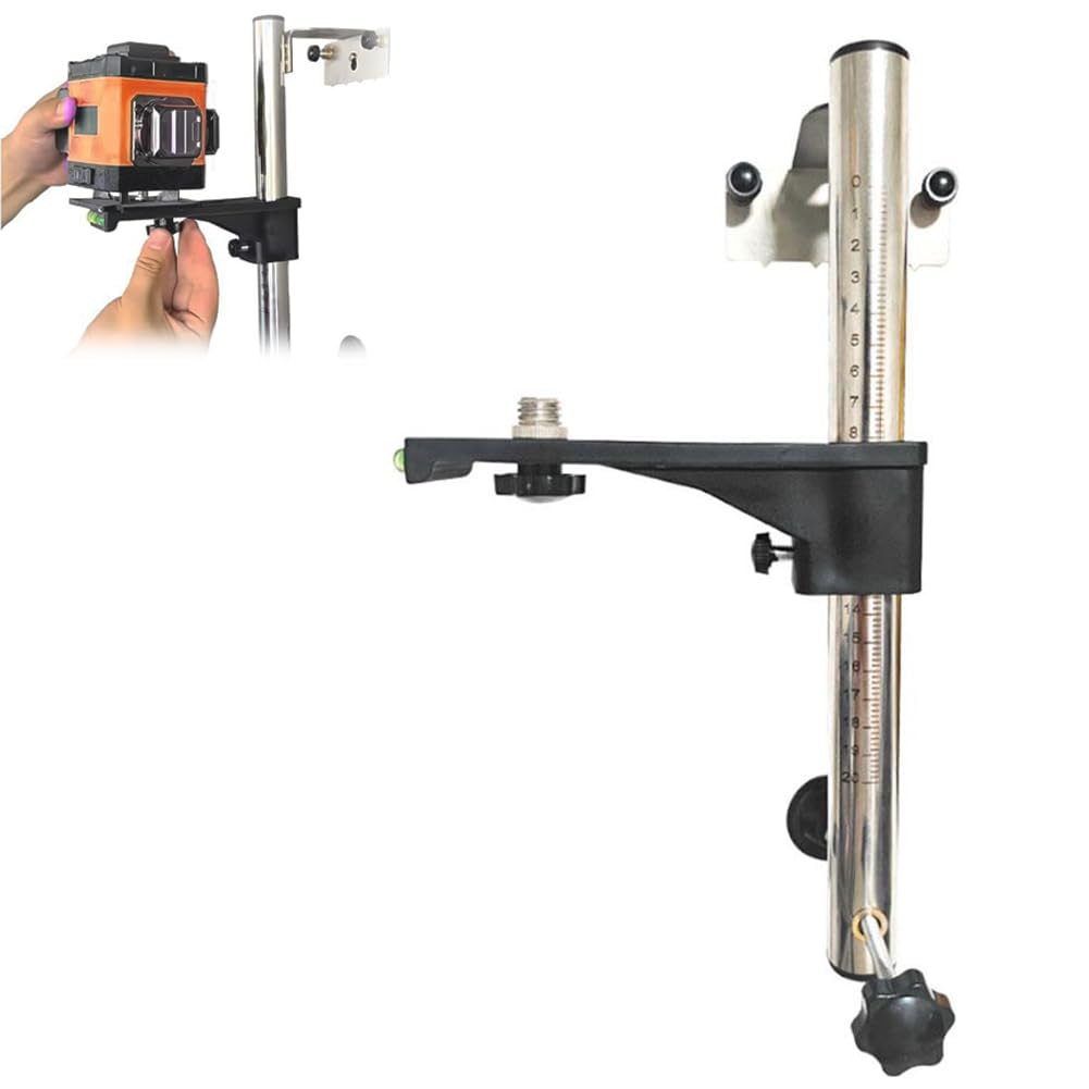 Adjustable Laser Level Wall Mounting Bracket, Height Multi-Functional Laser Holder Rotating Leveling Support Stand with Marked Scale for DIY Construction Installation