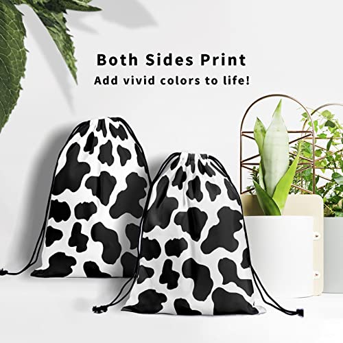 Image of Nerxy Cow Grip Bag for Gymnasts - Black White Grip Bags for Gymnastics Aesthetic Farm Animal Gym Bags Drawstring Storage Bags Spot Gym Pouch Bags