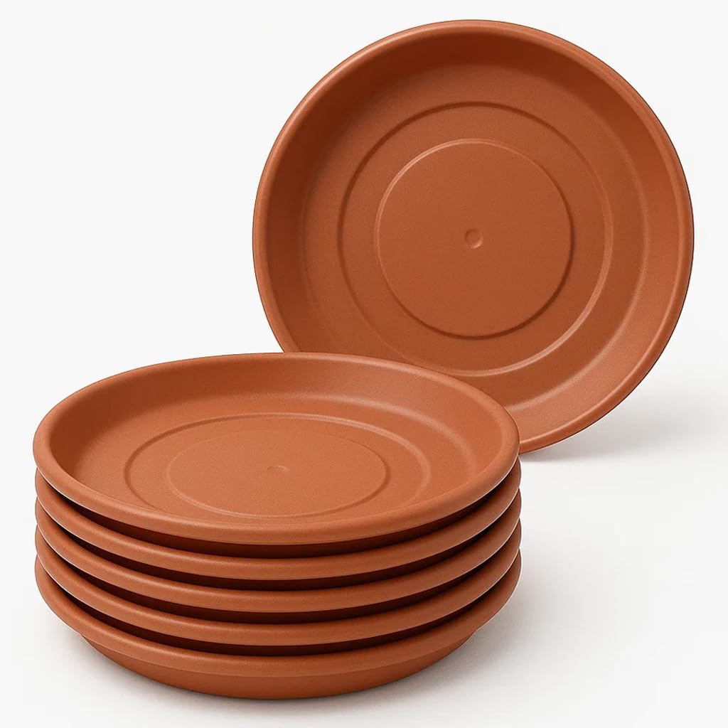Concept4u 6 Pack Plant Pot Saucers 31CM - Perfect Terracotta Plant Pot Trays for Protection Indoor Outdoor Heavy Duty Large Plastic Garden Plants Saucers Drip Tray Plate
