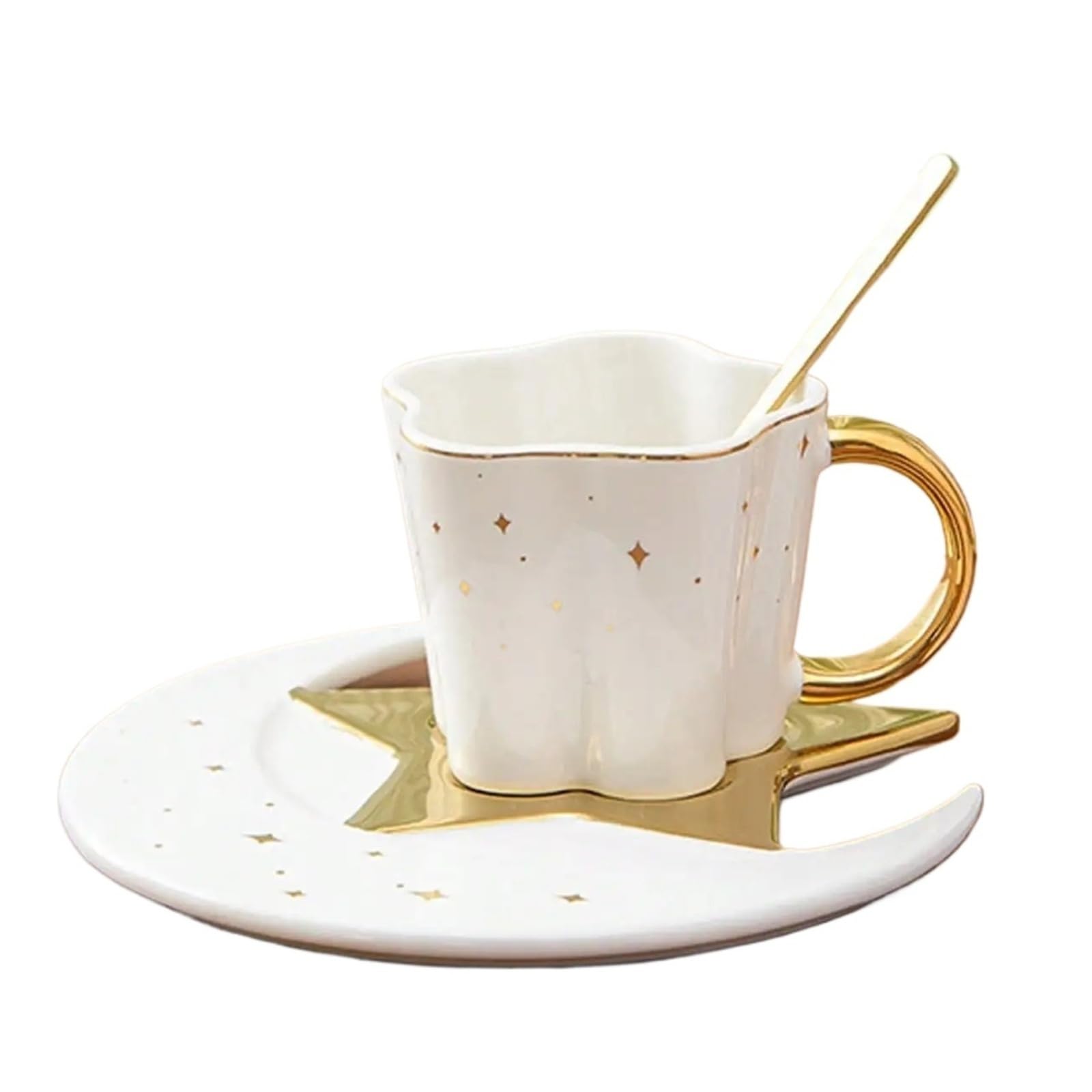 1 szt. kubek gwiazda księżyc ceramiczny kubek do kawy z filiżanką talerz łyżka popołudniowa herbata