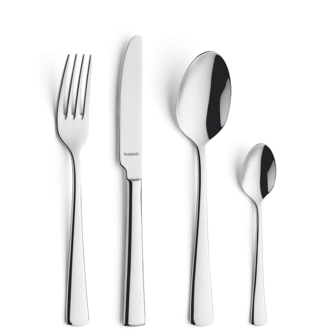Kuppels Besteck-Set FLAIR 24-teilig, 18/10 Edelstahl hochglanzpoliert | Wellenschliff-Messer, spülmaschinengeeignet, rostfrei und mit harmonisch gerundetem, elegantem Design