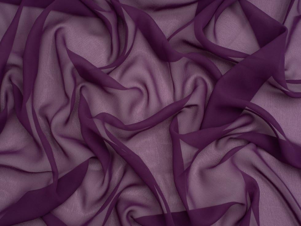 Minerva Core Range Sheer Chiffon Fabric Purple - Lightweight & Suitable for Dressmaking - Approx Width: 150cm / 60" - Sold per metre
