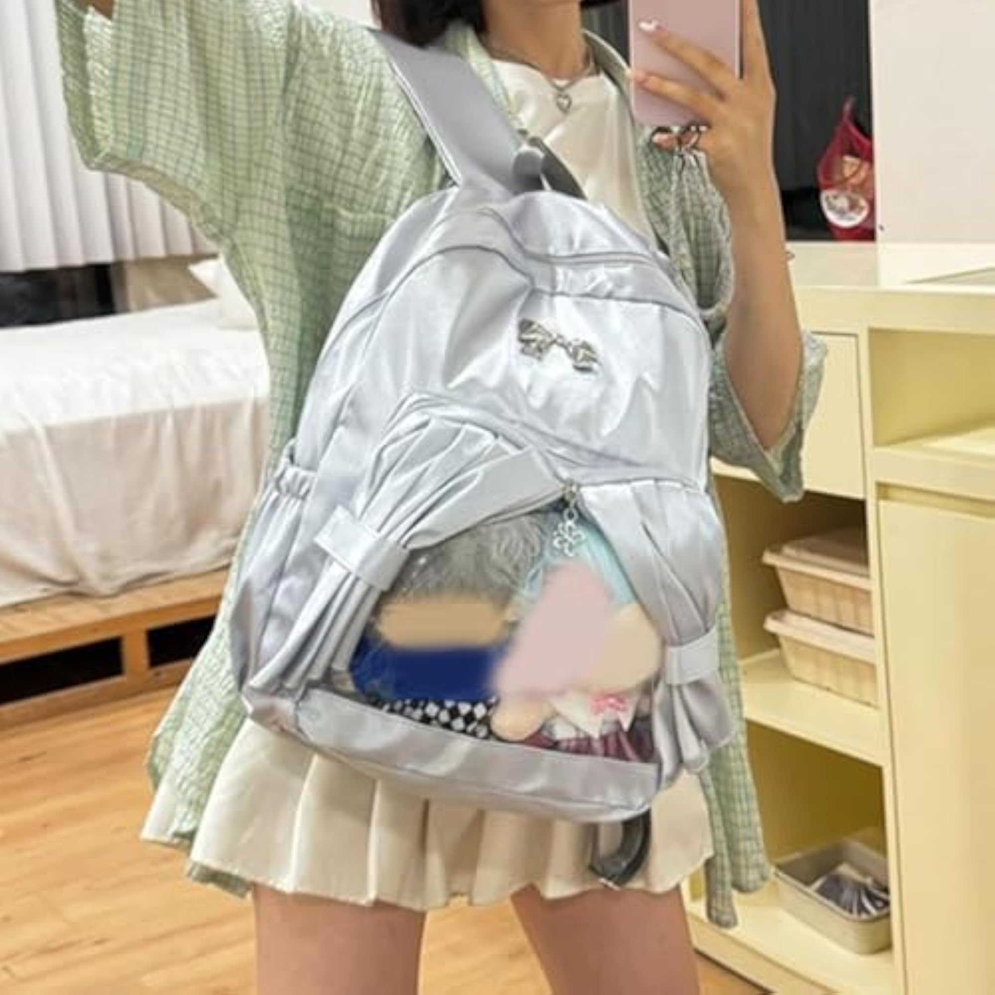 Fashion Transparent Front Pocket Backpack for Camping & Shopping