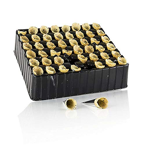 Waffelhörnchen schwarzer Sesam, gecoated, Ø30x80mm h, 498g, 83 St