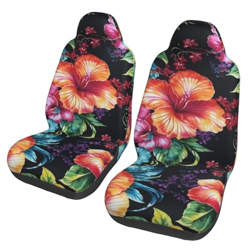 Housses de siège de voiture respirantes motif hibiscus pack de 2 protections de siège avant
