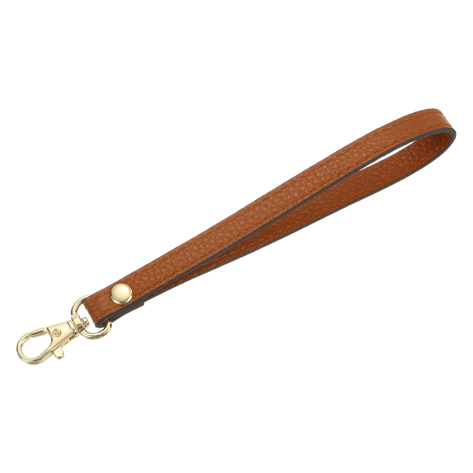 TA-VIGOR 190mm/7.48" Leather Wristlet Strap, Clasp Lanyard Hand Wrist Straps for Wallets DIY Replacement for Wallets, Purses, Keys, Keychain, Bags & Phone Cases, Deep Brown(Gold Clasp)