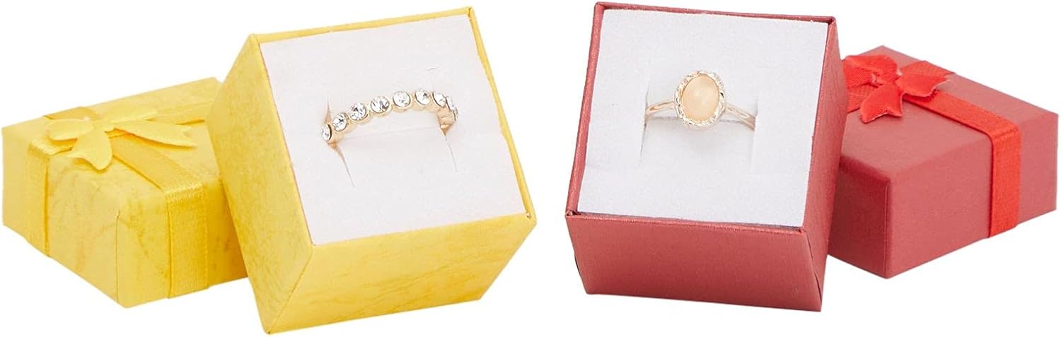 24-Piece Gift Box Set - Cube Ring Jewelry Box for Anniversaries, Weddings, Birthdays, Assorted Colors - 1.6 x 1.6 x 1.2 Inches : Clothing, Shoes & Jewelry