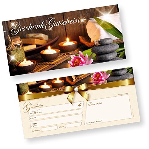 tatmotive Geschenkgutschein Wellness (50 Stück) einfach Werte eintragen und stempeln, für Massage & Beauty