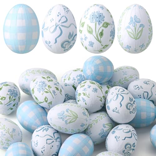 JolliLudo 24 Pcs Floral Easter Eggs Cute Bow Pastel Easter