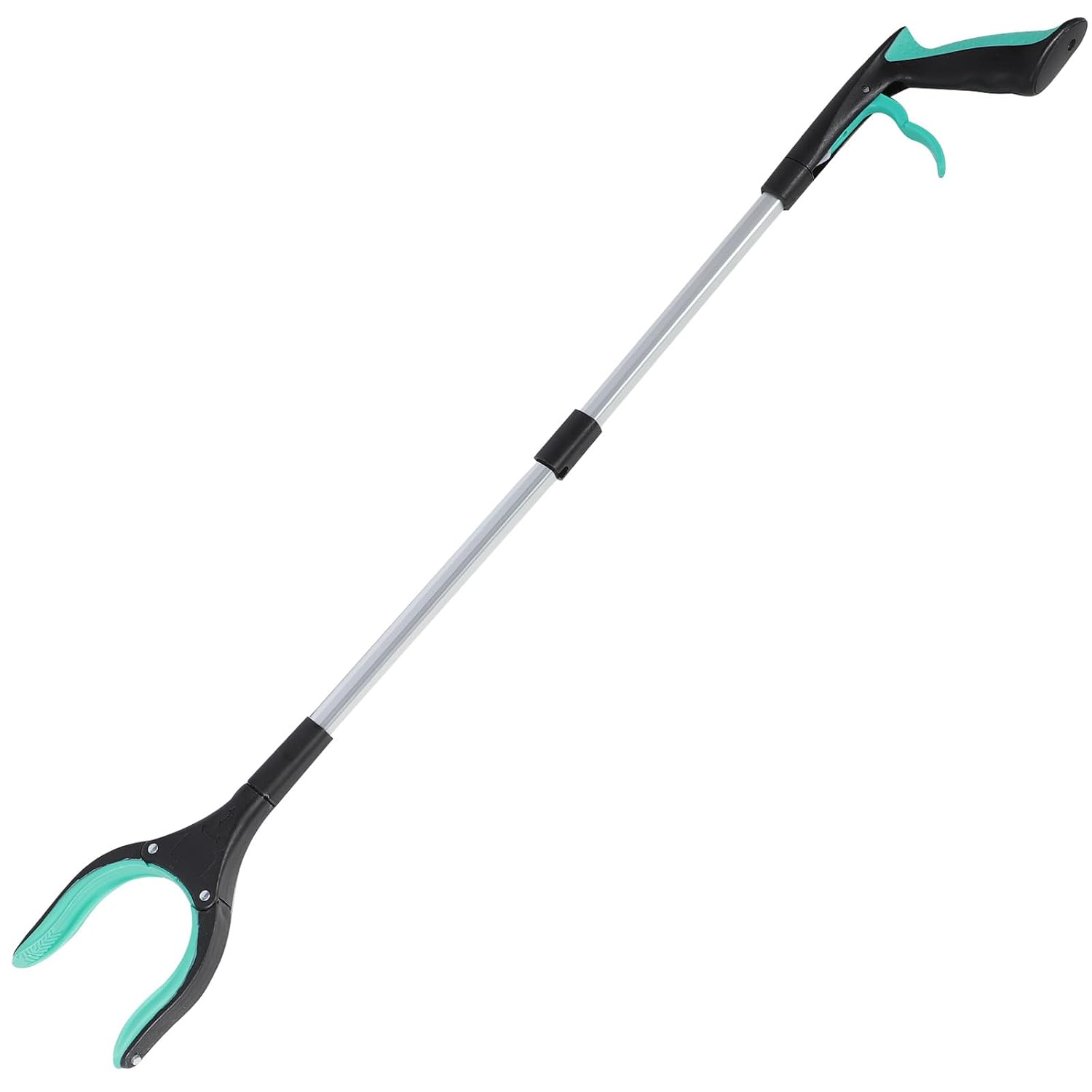 Foldable Long Trash Picker Grabber Tool with Green Clip, Portable Garbage Grabber for Outdoor and Home Sanitation, Waste Litter Pickup Clamp
