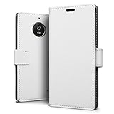 UNA PROTECCIÓN ANTIGOLPES EFICAZ - Compuesto de dos partes, este estuche tipo folio Moto G5S Plus consiste en una funda con tapa de piel sintética y una carcasa de silicona suave que combina perfectamente con las formas de su Motorola Moto G5S Plus. La funda con tapa protege la pantalla y la parte posterior de su teléfono, mientras que la funda flexible mantiene el Moto G5S Plus acolchado contra golpes en los lados.