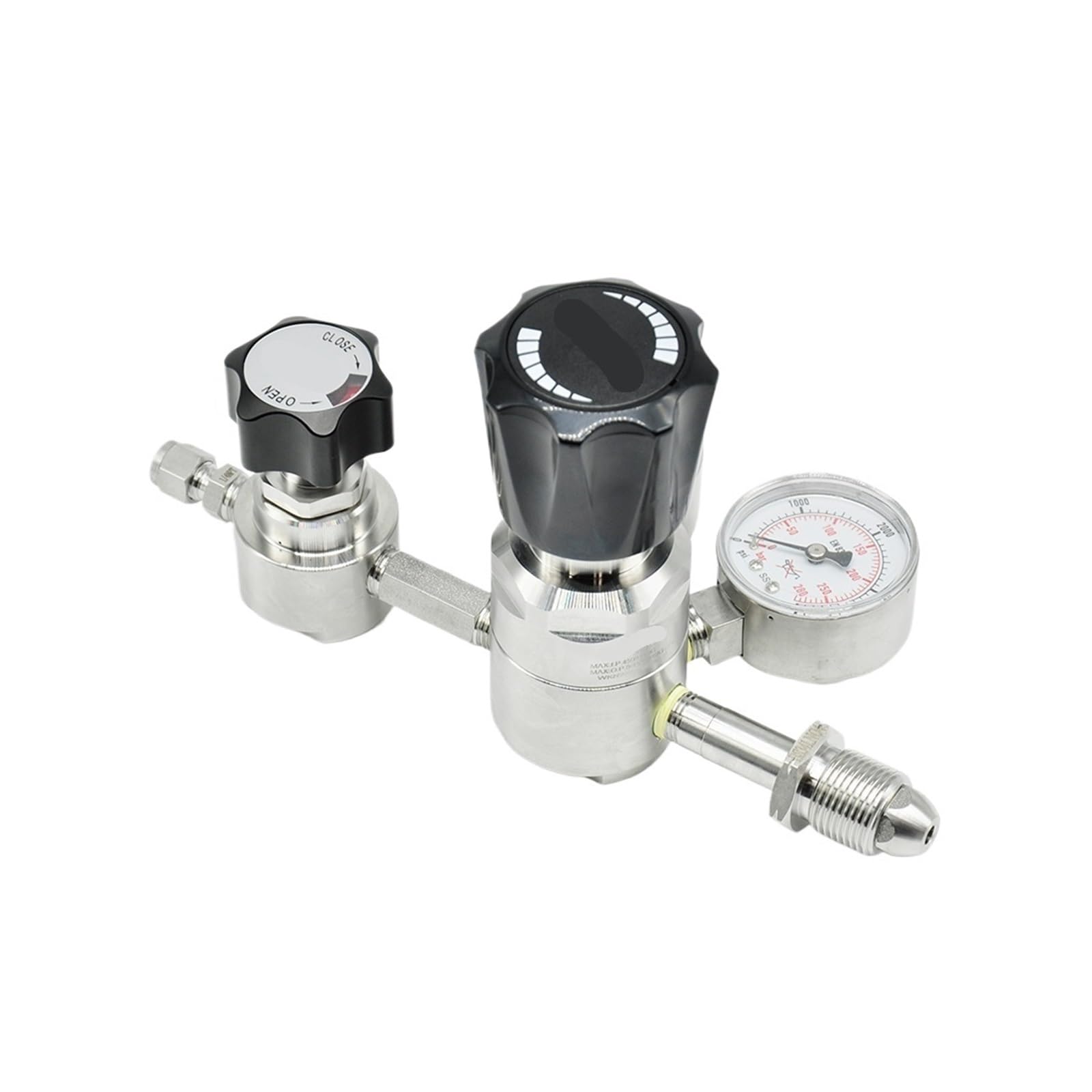 regulador de presion Agua Regulador de presión de precisión 0,06 Regulador de presión de dióxido de Carbono CO2 argón Regulador de Cilindro de Acero Inoxidable 316 con manómetro