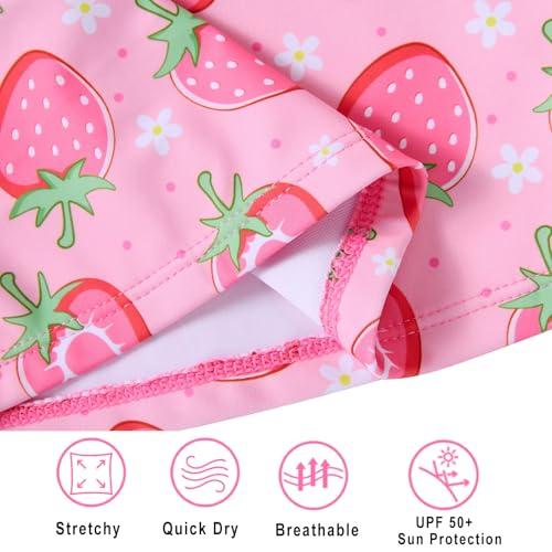 Image of Vogseek Girls Rash Guard Two Pieces Swimsuit Long Sleeve Bathing Suit for 3-10 Years