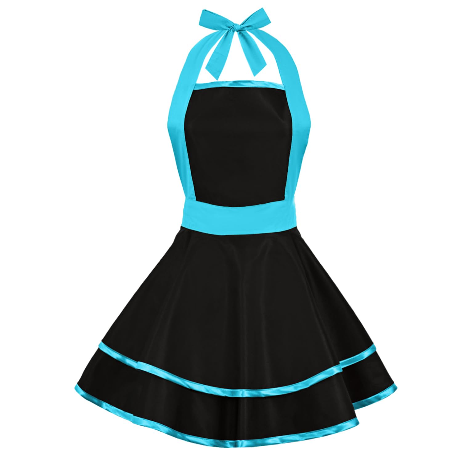 Violet Mist Delantales retro para mujer, lindo delantal de los años 56, color negro, para cocina, para tartas, sexy, encaje, sirvienta, francés, divertido, delantal azul, cintura ajustable, regalo
