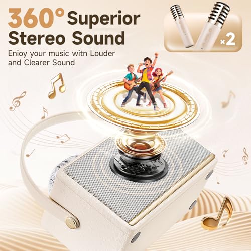 Karaoke Machine for Kids Adults Teen with Aurora Light Projector, 16-Color 2 Karaoke Microphone for Kids Mini Karaoke Machine,6 Voice Changer Teen Girl Gifts Speaker with Microphone Wireless by PIKOY - Image 3