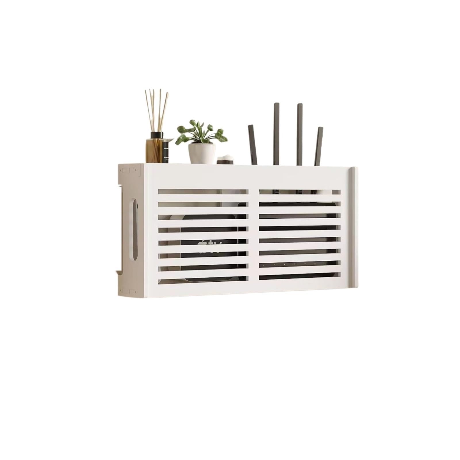 An der Wand montierte, einfache, weiße drahtlose WLAN-Router-Box, Wandregal, Wandbehang, Aufbewahrungsbox for Steckdosenleisten, Aufbewahrungsbox for WLAN-Router Router Box Wandhalterung(Color 1)