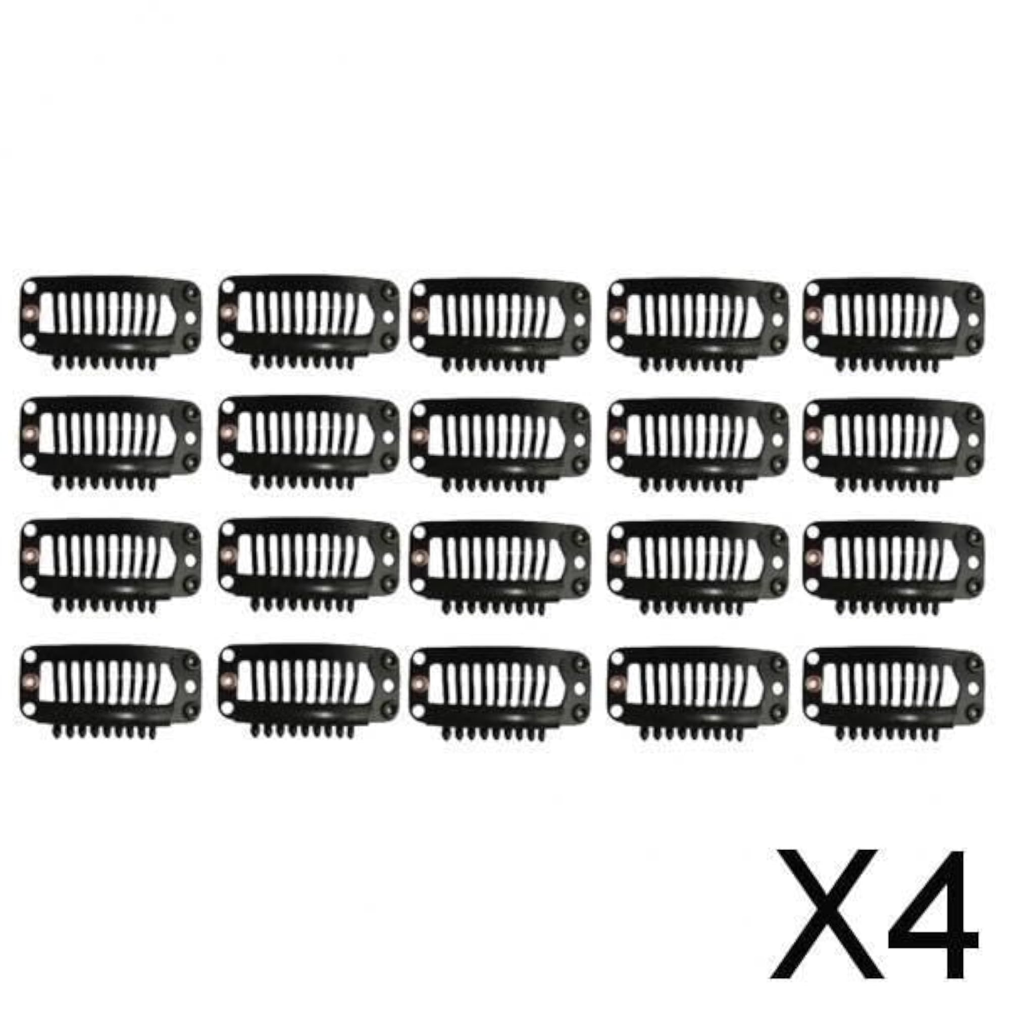 4x20Pcs Hair Extension Snap Clips Wig Grips, Black