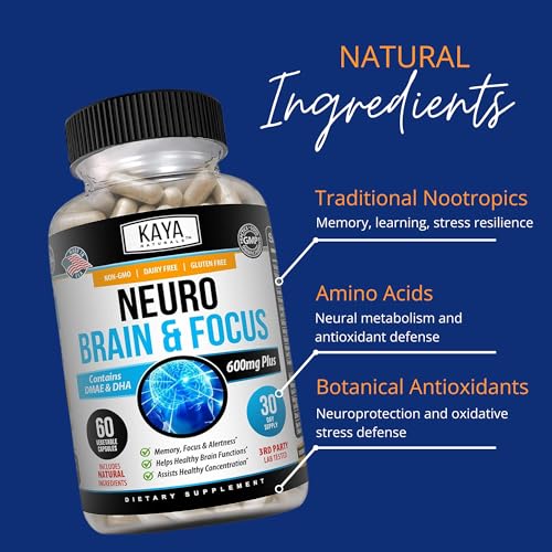 Kaya Naturals - Neuro Brain for Memory & Focus - Nootropic Energy Capsule - Nootropic Brain Support Supplement - Focus & Concentration & Learning Accuracy - Cognitive Function - 60 Count - Image 6