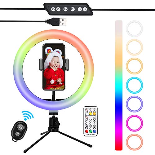 CIPCO PRO TOOL 10" Selfie Circle LED Light Ring Fill Light Makeup Lamps with Adjustable Desktop Tripod Stand, Ball Head, Phone Holder and Wireless Bluetooth Remote (26 Colors RGB LED Light) CIPCO PRO TOOL 10" Selfie Circle LED Light Ring Fill Light Makeup Lamps with Adjustable Desktop Tripod Stand, Ball Head, Phone Holder and Wireless Bluetooth Remote (26 Colors RGB LED Light)