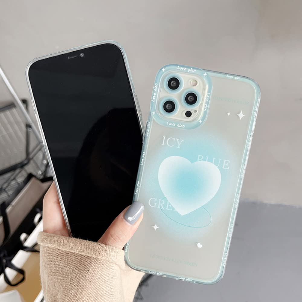 Niebieskie etui na telefon w kształcie serca dla iphone 12 11 Pro Max X XS XR 7 8 Plus odporne na wstrząsy silikonowe etui chroniące przed upadkiem, 1 dla iPhone X XS