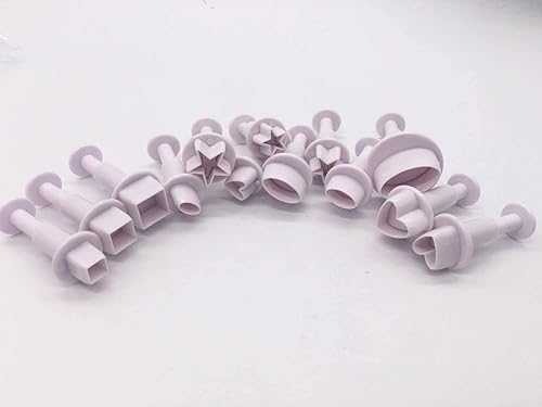 Miniatura 6 de Fondant Cutter - Juego de 13 cortadores geométricos para diseño de tartas, corazón ovalado cuadrado redondo, tamaño pequeño, mediano y grande