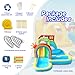 WELLFUNTIME Inflatable Water Double Slides Park with Blower, Bouncy Castle with Rainbow Water Curtain, with Shooting and Rock Climbing