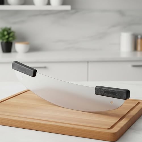 Miniatura 3 de 20 Inch Rocking Pizza Cutter with Plastic Handles, Stainless Steel Blade, Black Handle, Silver