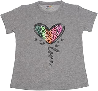 تيشرت قطن نصف كم مطبوع عليه قلب للبنات من ابل