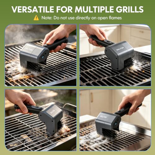 Image of Electric Grill Brush, 2 Pack Cordless BBQ Giddy Up Grill Cleaner | 400 RPM，12V Cordless，1500mAh Battery, 66mm Grill Grate Cleaner for Outdoor Barbecue, Patio, Camping, Backyard