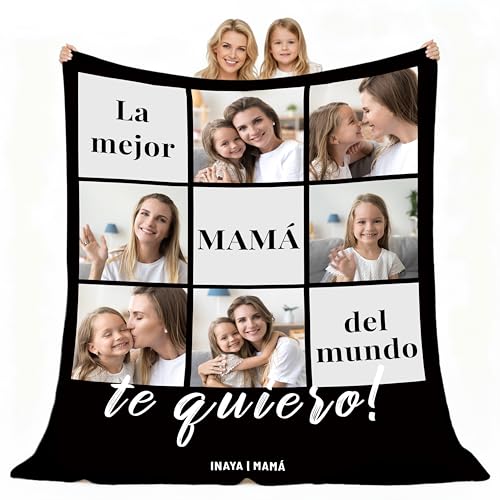 Giftove Presente Dia da Mãe - Manta Personalizada com Foto e Texto - Presentes Dia da Mãe Originais - Ideias para Presentear a Mãe - Manta Dia da Mãe, Presente Mãe Mulher Natal