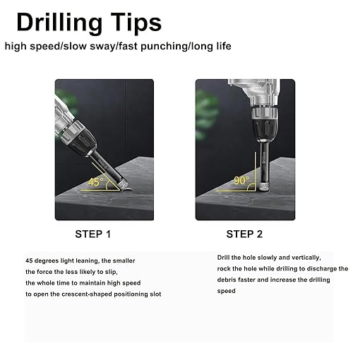 Miniatura 8 de Broca de hormigón, juego de brocas de mampostería de 14 de pulgada y 0.236 in con vástago hexagonal para azulejos, vidrio, plástico y madera, punta