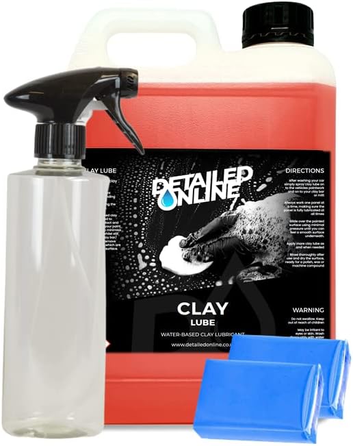 DetailedOnline Clay Bar Kit Car Clay Lube 5 Litre Lubricant Detailing Spray Strawberry Kit