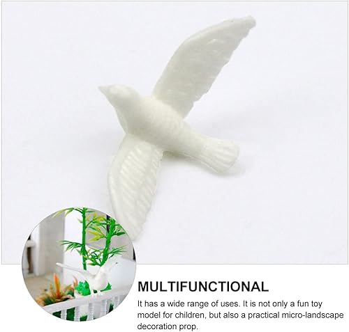 Miniatura 6 de 10 piezas de mini figura de paloma para casa de muñecas, estatua en miniatura de animales, escultura de paloma blanca artificial, decoración de