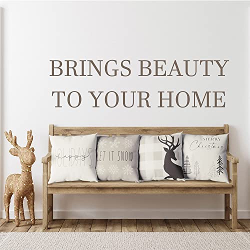Beautiful Christmas Pillow Covers 18" X 18" - 4 Modern Farmhouse Design Throw Pillow Covers - These Buffalo Plaid Holiday Decor Accents Are The Perfect Addition To Your Indoor/Outdoor Home Decoration #TOP5