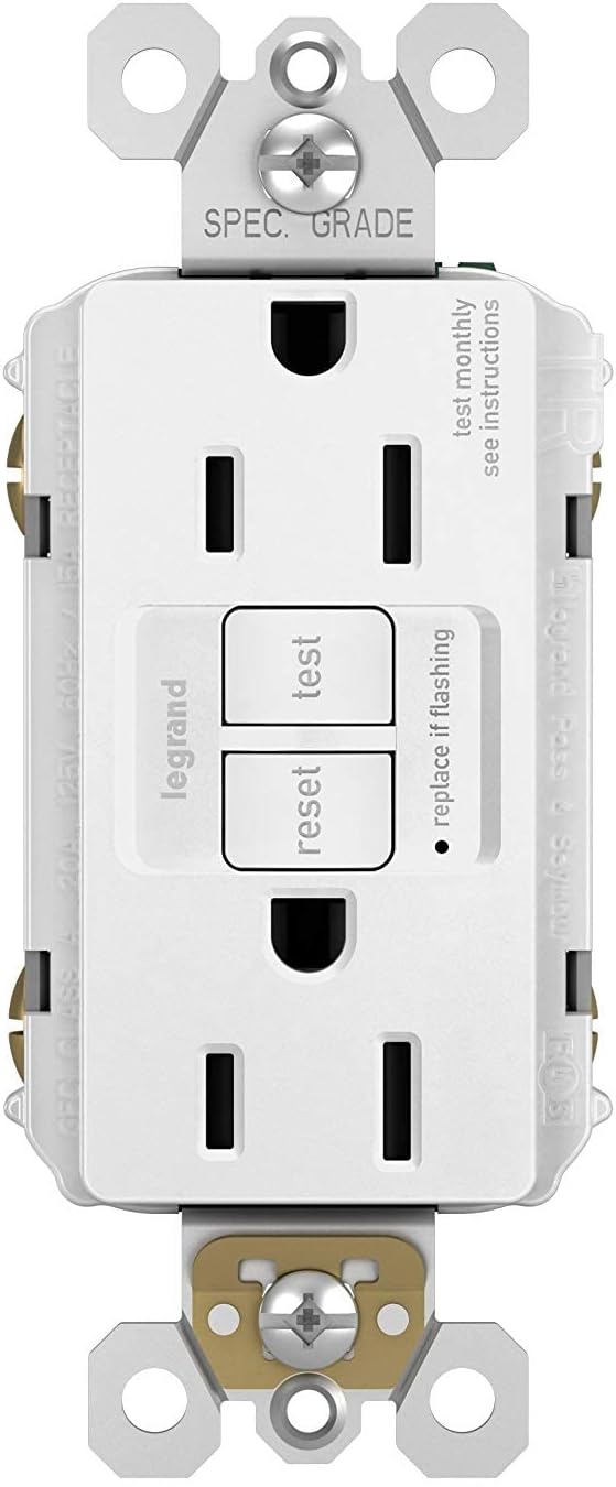 Legrand radiant 1597TRW3PKCC4 15 Amp GFCI Self Test Tamper Resistant Decorator Duplex Outlet, White (3 Pack)