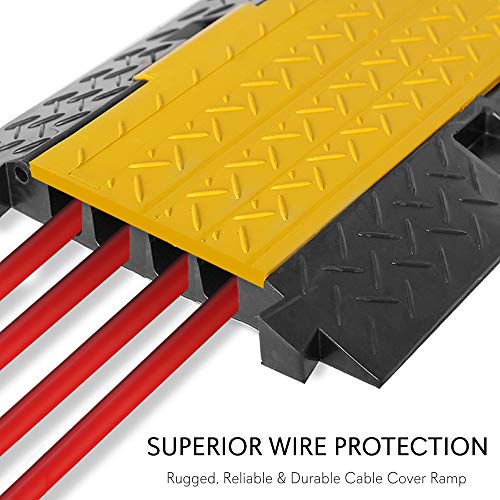 Pyle Durable Cable Protective Ramp Cover - Supports 33000Lbs 4-Channel Heavy-Duty Cord Protection W/Flip-Open Top Cover, 31.5” X 16.1” X 3.14” Cable Concealer For Indoor/Outdoor, 2 Pack Pcblco106X2 #TOP5